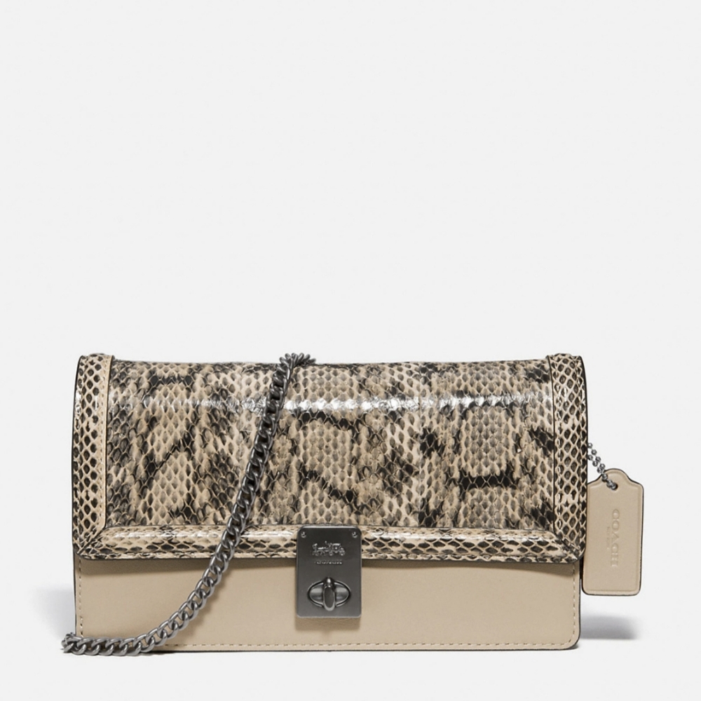 NWT COACH Hutton Clutch w/ Snakeskin